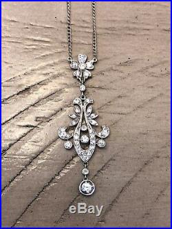 Art Deco White Gold 14k Diamond Necklace
