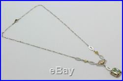 Art Deco White Yellow & Rose Gold 4.5 Ct Zircon 16 Long Necklace & Pendant WED