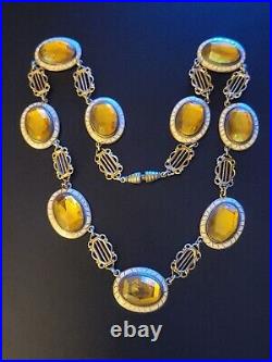 Art Deco Yellow & Enamel Antique Necklace