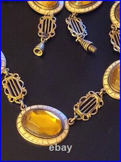 Art Deco Yellow & Enamel Antique Necklace