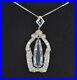 Art Deco aquamarine drop and diamond platinum necklace roaring 20’s