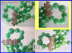 Art Deco jade necklace diamond clasp (#4546)