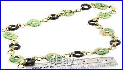 Art Deco period heavy 14K gold 25.5mm Green jade & 21.3mm onyx ring necklace