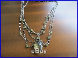 Art Deco sterling silver Multi Links Chain necklace withFaceted Citrine Stones