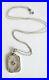 Art Nouveau Deco 14k White Gold Diamond Filigree Camphor Glass Pendant Necklace