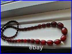 Art deco Cherry Amber Bakelite Necklace large 93g