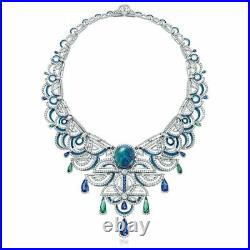 Art deco Style Pear Drop 925 Sterling Silver Opal Necklace High Fine Jewelry