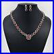 Art deco Vintage 8×6 & 7x5mm Red Garnet Necklace 14k White Gold Over Jewelry Set