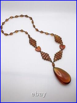 Art deco amber glass necklace