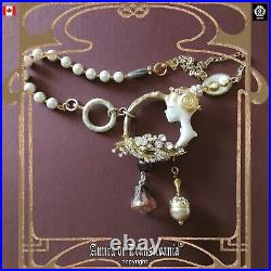 Art deco nouveau jewelry necklace pendant luxury retro liberty woman doll flower