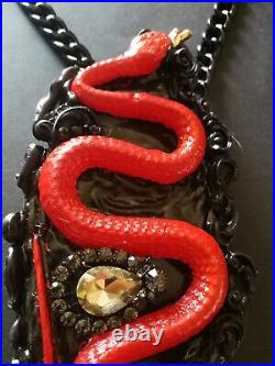 Art deco nouveau jewelry necklace pendant luxury retro rare snake apple crystals