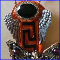 Art deco nouveau jewelry necklace pendant woman luxury retro butterfly wings set