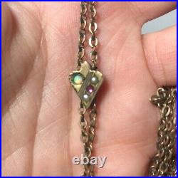 Art deco opal watch fob chain necklace