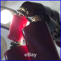 ArtDeco Antique Vintage Cherry Amber Red Bakelite Faturan Rare Bead Necklace 103