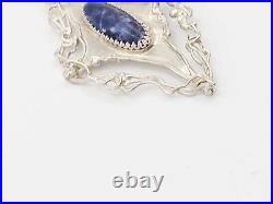 Artisan Signed Dated Sterling & Sodalite Large Abstract Art Deco Necklace 2004