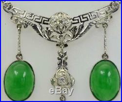 Astonishing antique iconic Art-Deco Platinum, Diamonds&Jade/Nephrite necklace