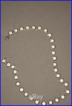 Atq Art Deco Rivière Prong Set Czech Crystal 14.5 Silver Necklace-Estate