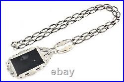 Authentic Antique Art Deco Sterling Silver Onyx Marcasites Stunning Necklace