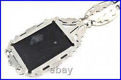 Authentic Antique Art Deco Sterling Silver Onyx Marcasites Stunning Necklace