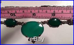 Authentic Art Deco Chrysoprase Marcasite sterling silver necklace