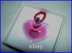 Authentic LALIQUE Fuchsia Pink Tender Heart Crystal Pendant Necklace France NIB