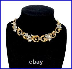 BERGERE SIGNED ART DECO LARGE CHAIN with PASTE HAND-CUT CRYSTALS CHOKER NECKLACE