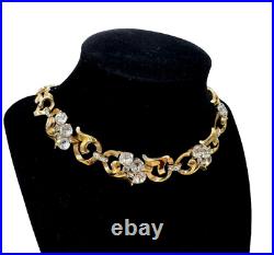 BERGERE SIGNED ART DECO LARGE CHAIN with PASTE HAND-CUT CRYSTALS CHOKER NECKLACE