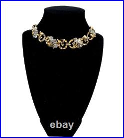 BERGERE SIGNED ART DECO LARGE CHAIN with PASTE HAND-CUT CRYSTALS CHOKER NECKLACE