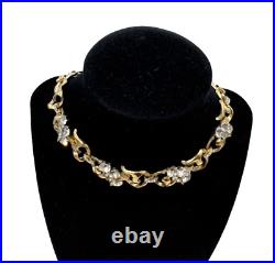 BERGERE SIGNED ART DECO LARGE CHAIN with PASTE HAND-CUT CRYSTALS CHOKER NECKLACE