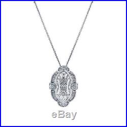 BERRICLE 925 Silver CZ Art Deco Milgrain Bridesmaids Necklace and Earrings Set