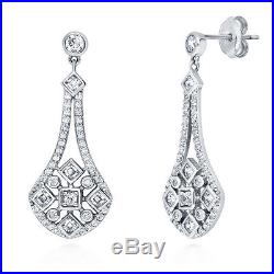 BERRICLE Sterling Silver CZ Art Deco Fashion Necklace and Earrings Set