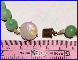 BIG beads Art Deco 14k gold Chinese Jade Jadeite round beads Moonstone Necklace