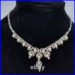 BOGOFF Necklace SET Crystal Rhinestone ART DECO Earrings Rhodium Plate Statement