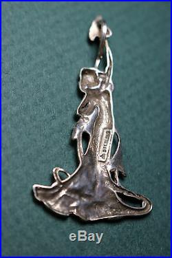 BREATHTAKING vint. Nude woman Art Nouveau/Deco sterling silver necklace pendant
