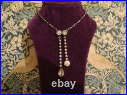 Beautiful Antique Art Deco Diamond Paste Stones Solid Silver Negligee Necklace
