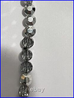 Beautiful Antique Art Deco Glass metalliac silver color beads Approx 88 long