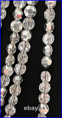 Beautiful Antique Art Deco Glass metalliac silver color beads Approx 88 long