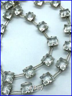 Beautiful Antique Art Deco Sterling Silver Clear Paste Riviere Choker Necklace