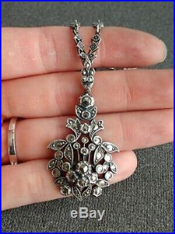 Beautiful Antique Art Deco Sterling Silver & Marcasite Lavalier Necklace