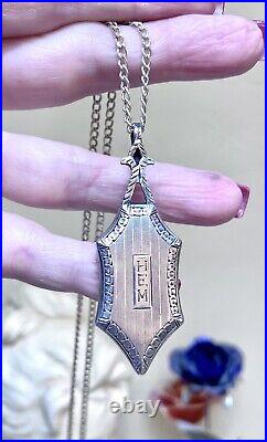 Beautiful Antique Ornate Sterling Silver Engraved Pendant/Locket Necklace