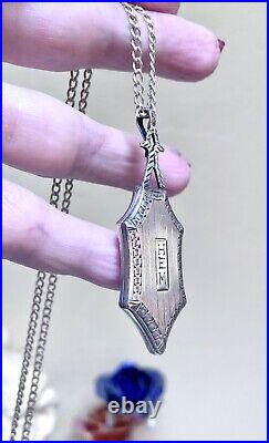 Beautiful Antique Ornate Sterling Silver Engraved Pendant/Locket Necklace