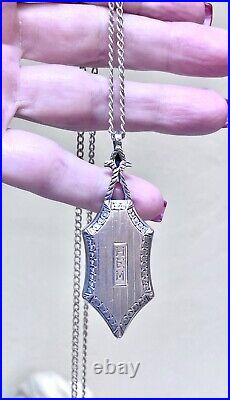 Beautiful Antique Ornate Sterling Silver Engraved Pendant/Locket Necklace