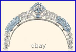 Beautiful Aqua & White CZ Jewel Art Deco Style Highend Necklace Converts Tiara