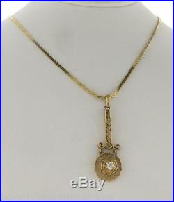 Beautiful Art Deco 14k Gold Necklace And Diamond Pendant