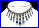 Beautiful Art Deco Blue Crystal Waterfall Bib Necklace Very Short 15 Inch