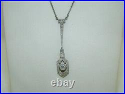Beautiful Art Deco Diamond Necklace with Platinum chain