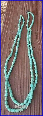 Beautiful Art Deco Turquoise Two Strand Bead Necklace