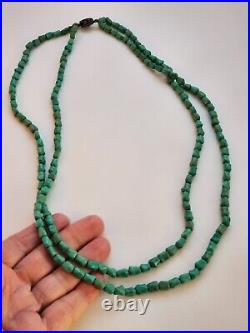 Beautiful Art Deco Turquoise Two Strand Bead Necklace