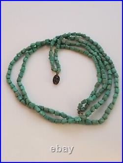 Beautiful Art Deco Turquoise Two Strand Bead Necklace