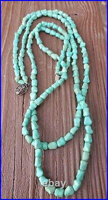 Beautiful Art Deco Turquoise Two Strand Bead Necklace